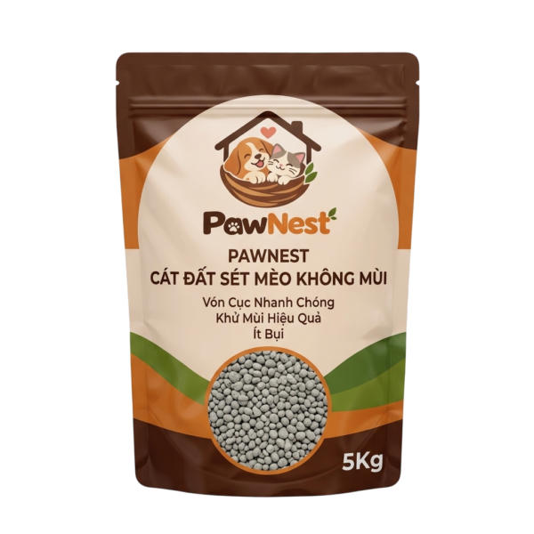 Cát đất sét mèo không mùi PawNest bịch 5kg
