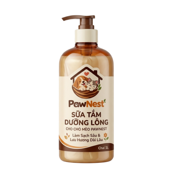 Sữa tắm dưỡng lông PawNest chai 1L cho chó mèo
